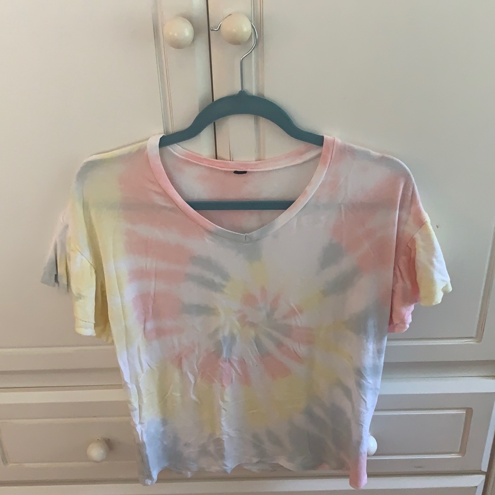 Francescas Pink, Blue, and Yellow Tie Dyed Tee